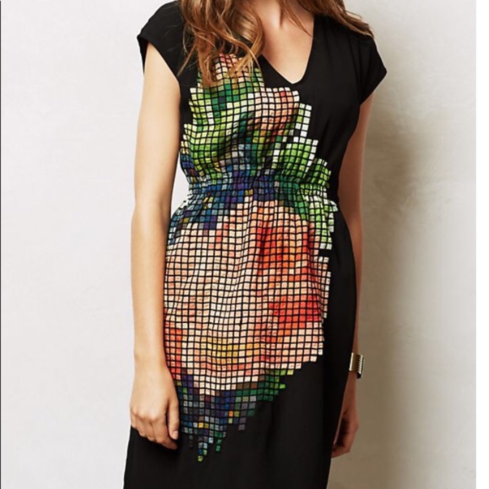 Anthropologie Pixilated Fleur Dress Small
